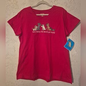 Teddy The Dog, "Love Makes The World Go Hound" - Ladies T-Shirt V-Neck